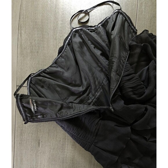 BCBG Max Azria Black Chiffon Strapless Ruffled Maxi Dress Formal Size 10 Fairy - Picture 7 of 7